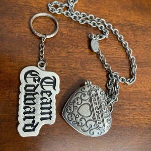 Team Edward Silver Heart Necklace